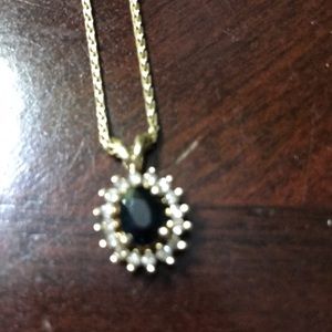 Gold, sapphire and diamond pendant